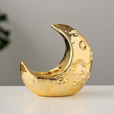 Maxbell Crescent Moon Incense Burner Porcelain Decoration for SPA Office Living Room Gold