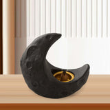 Maxbell Crescent Moon Incense Burner Porcelain Decoration for SPA Office Living Room Black