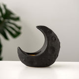 Maxbell Crescent Moon Incense Burner Porcelain Decoration for SPA Office Living Room Black