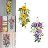 Maxbell Front Door Teardrop Wreath Spring Teardrop Swag Wreath for Window Bedroom