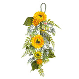 Maxbell Front Door Teardrop Wreath Spring Teardrop Swag Wreath for Window Bedroom