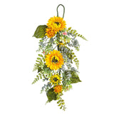 Maxbell Front Door Teardrop Wreath Spring Teardrop Swag Wreath for Window Bedroom