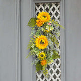 Maxbell Front Door Teardrop Wreath Spring Teardrop Swag Wreath for Window Bedroom