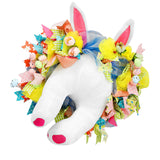 Maxbell Rabbit Garland Garden Farmhouse Indoor Outdoor Easter Door Wreath with Bunny Style A