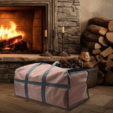 Maxbell Firewood Holder for Camping BBQ Barbecue with Handles Fireplace Wood Carrier brown