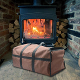 Maxbell Firewood Holder for Camping BBQ Barbecue with Handles Fireplace Wood Carrier brown