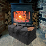 Maxbell Firewood Holder for Camping BBQ Barbecue with Handles Fireplace Wood Carrier black