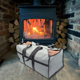 Maxbell Firewood Holder for Camping BBQ Barbecue with Handles Fireplace Wood Carrier grey