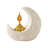 Maxbell Moon Incense Burner Desktop Moon Sculpture for Yoga Office Decor Accessories White
