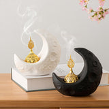 Maxbell Moon Incense Burner Desktop Moon Sculpture for Yoga Office Decor Accessories White