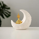Maxbell Moon Incense Burner Desktop Moon Sculpture for Yoga Office Decor Accessories White