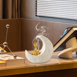 Maxbell Moon Incense Burner Desktop Moon Sculpture for Yoga Office Decor Accessories White