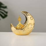 Maxbell Moon Incense Burner Desktop Moon Sculpture for Yoga Office Decor Accessories Gold
