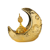 Maxbell Moon Incense Burner Desktop Moon Sculpture for Yoga Office Decor Accessories Gold
