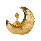 Maxbell Moon Incense Burner Desktop Moon Sculpture for Yoga Office Decor Accessories Gold