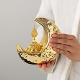 Maxbell Moon Incense Burner Desktop Moon Sculpture for Yoga Office Decor Accessories Gold