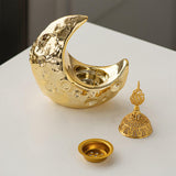 Maxbell Moon Incense Burner Desktop Moon Sculpture for Yoga Office Decor Accessories Gold