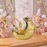 Maxbell Moon Incense Burner Desktop Moon Sculpture for Yoga Office Decor Accessories Gold