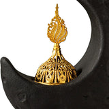 Maxbell Moon Incense Burner Desktop Moon Sculpture for Yoga Office Decor Accessories Black