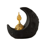Maxbell Moon Incense Burner Desktop Moon Sculpture for Yoga Office Decor Accessories Black
