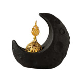 Maxbell Moon Incense Burner Desktop Moon Sculpture for Yoga Office Decor Accessories Black