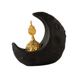 Maxbell Moon Incense Burner Desktop Moon Sculpture for Yoga Office Decor Accessories Black