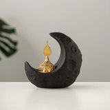 Maxbell Moon Incense Burner Desktop Moon Sculpture for Yoga Office Decor Accessories Black