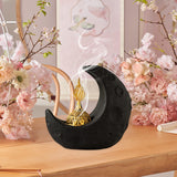 Maxbell Moon Incense Burner Desktop Moon Sculpture for Yoga Office Decor Accessories Black