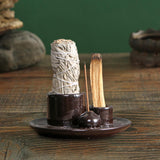 Maxbell 4 in 1 Incense Burner Candles Holder Desk Meditation Sage Palo Santo Holder