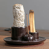 Maxbell 4 in 1 Incense Burner Candles Holder Desk Meditation Sage Palo Santo Holder