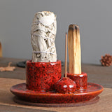 Maxbell 4 in 1 Incense Burner Candles Holder Desk Meditation Sage Palo Santo Holder