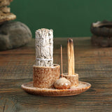 Maxbell 4 in 1 Incense Burner Candles Holder Desk Meditation Sage Palo Santo Holder