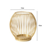 Maxbell Metal Cage Candlestick Hollow Out Candelabra Home Party Pillar Candle Holder 15cmx15cm Golden