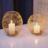 Maxbell Metal Cage Candlestick Hollow Out Candelabra Home Party Pillar Candle Holder 15cmx15cm Golden