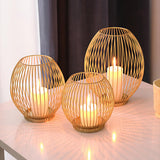 Maxbell Metal Cage Candlestick Hollow Out Candelabra Home Party Pillar Candle Holder 15cmx15cm Golden