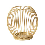 Maxbell Metal Cage Candlestick Hollow Out Candelabra Home Party Pillar Candle Holder 15cmx15cm Golden