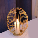 Maxbell Metal Cage Candlestick Hollow Out Candelabra Home Party Pillar Candle Holder 15cmx15cm Golden
