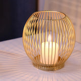 Maxbell Metal Cage Candlestick Hollow Out Candelabra Home Party Pillar Candle Holder 16cmx18cm Golden