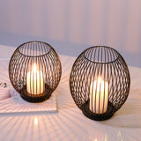 Maxbell Metal Cage Candlestick Hollow Out Candelabra Home Party Pillar Candle Holder 16cmx18cm Black