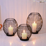 Maxbell Metal Cage Candlestick Hollow Out Candelabra Home Party Pillar Candle Holder 16cmx18cm Black