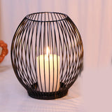 Maxbell Metal Cage Candlestick Hollow Out Candelabra Home Party Pillar Candle Holder 16cmx18cm Black
