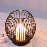 Maxbell Metal Cage Candlestick Hollow Out Candelabra Home Party Pillar Candle Holder 16cmx18cm Black