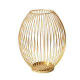 Maxbell Metal Cage Candlestick Hollow Out Candelabra Home Party Pillar Candle Holder 18cmx23cm Golden