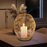 Maxbell Metal Cage Candlestick Hollow Out Candelabra Home Party Pillar Candle Holder 18cmx23cm Golden