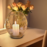 Maxbell Metal Cage Candlestick Hollow Out Candelabra Home Party Pillar Candle Holder 18cmx23cm Golden