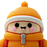 Maxbell Mini Desk Statue Doll Sculpture Tabletop Centerpiece Home Miniature Figurine Orange Coat