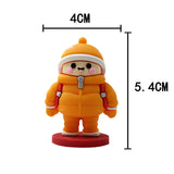 Maxbell Mini Desk Statue Doll Sculpture Tabletop Centerpiece Home Miniature Figurine Orange Coat