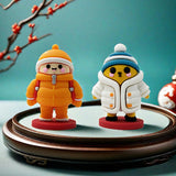 Maxbell Mini Desk Statue Doll Sculpture Tabletop Centerpiece Home Miniature Figurine Orange Coat