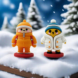 Maxbell Mini Desk Statue Doll Sculpture Tabletop Centerpiece Home Miniature Figurine Orange Coat