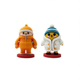 Maxbell Mini Desk Statue Doll Sculpture Tabletop Centerpiece Home Miniature Figurine Orange Coat